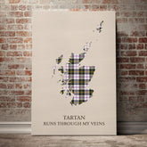 MacPherson Dress Modern Tartan Scotland Map Canvas – “Tartan Runs Through My Veins” Wall Art