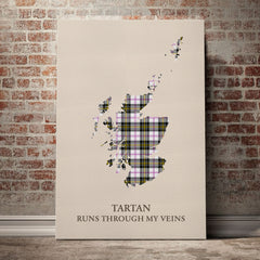 MacPherson Dress Modern Tartan Scotland Map Canvas – “Tartan Runs Through My Veins” Wall Art