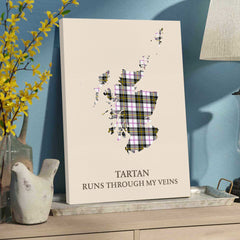Clan MacPherson Dress Modern Tartan Scotland Map Canvas “Tartan Runs Through My Veins” Wall Art WS81