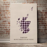 MacPherson Hunting Modern Tartan Scotland Map Canvas – “Tartan Runs Through My Veins” Wall Art