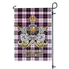 Custom Name Clan MacPherson Hunting Modern Tartan Garden Flag with Clan Crest and the Golden Sword of Courageous Legacy KC17