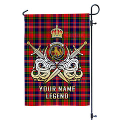 Custom Name Clan MacPherson Modern Tartan Garden Flag with Clan Crest and the Golden Sword of Courageous Legacy UD83