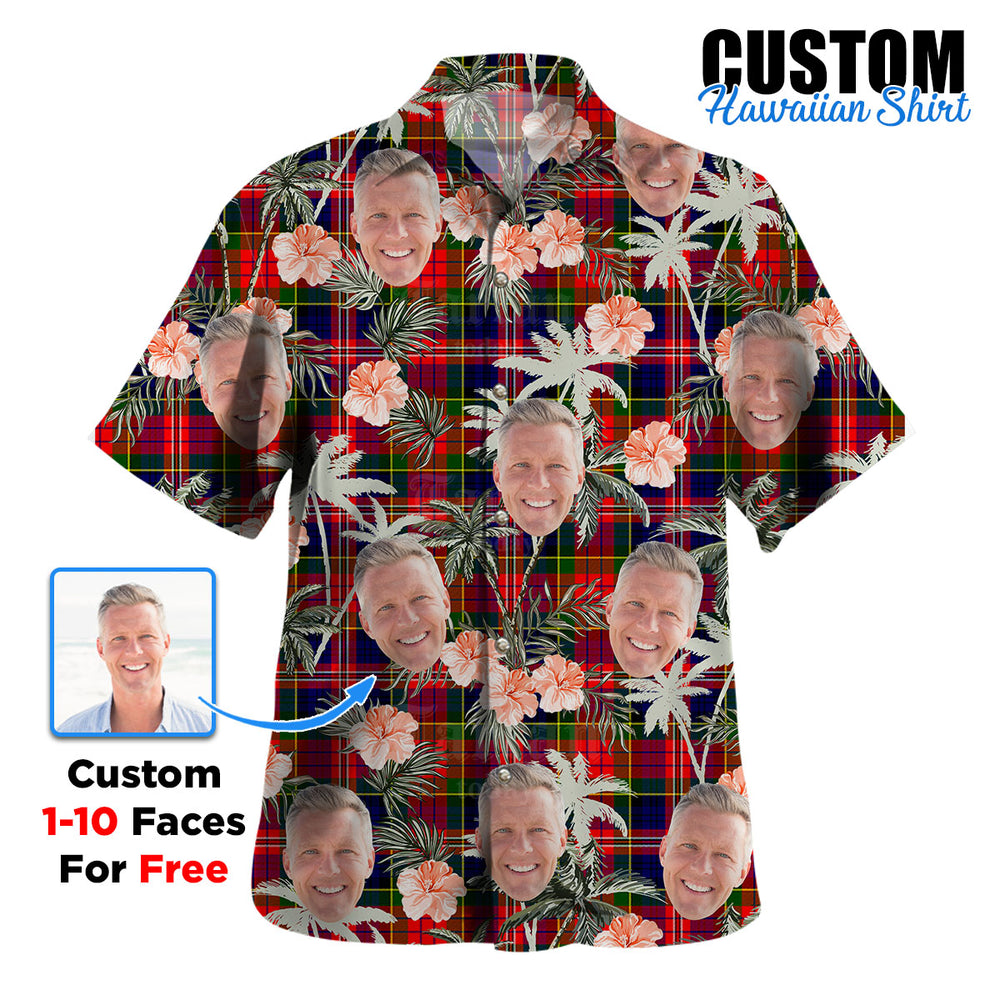 Clan MacPherson Modern Tartan Custom Face Hawaiian Shirt – Unisex Gift for Family Members, Summer Party PR87 MacPherson Modern Tartan Tartan Hawaii Shirt