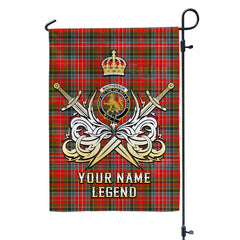 Custom Name Clan MacPherson Weathered Tartan Garden Flag with Clan Crest and the Golden Sword of Courageous Legacy AK36
