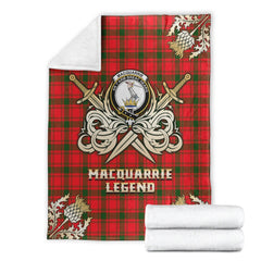 Clan MacQuarrie Modern Tartan Gold Courage Symbol Blanket PD52 Clan MacQuarrie Tartan Today