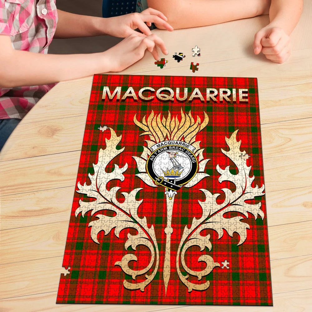 Clan MacQuarrie Modern Tartan Crest Thistle Jigsaw Puzzles Gift For Family YY24 Clan MacQuarrie Tartan Today