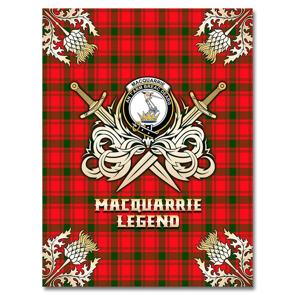 Clan MacQuarrie Modern Tartan Gold Courage Symbol Blanket PD52 Clan MacQuarrie Tartan Today