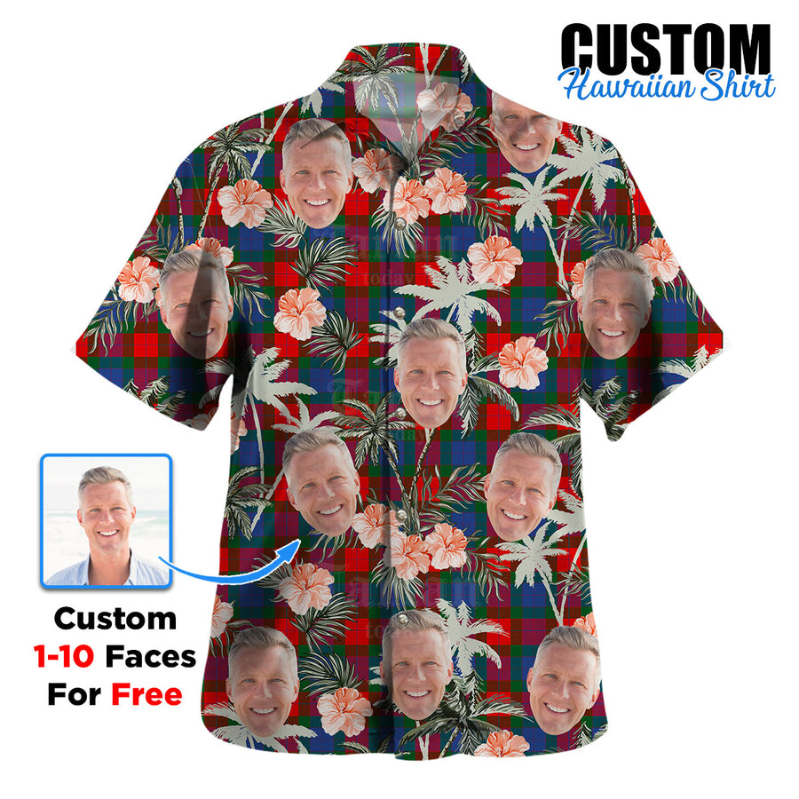 Clan MacQuarrie Modern copy Tartan Custom Face Hawaiian Shirt – Unisex Gift for Family Members, Summer Party WR34 MacQuarrie Modern copy Tartan Tartan Hawaii Shirt