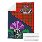 Clan MacQuarrie Tartan Crest Premium Blanket Thistle Style DO14 Clan MacQuarrie Tartan Today