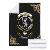 Clan MacQueen Crest Tartan Premium Blanket Black QD29 Clan MacQueen Tartan Today