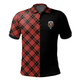 Clan MacQueen Modern Tartan Polo Shirt Half of Me - Cross Style FA37 MacQueen Modern Tartan Tartan Polo