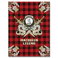Clan MacQueen Modern Tartan Gold Courage Symbol Blanket RQ69 Clan MacQueen Tartan Today