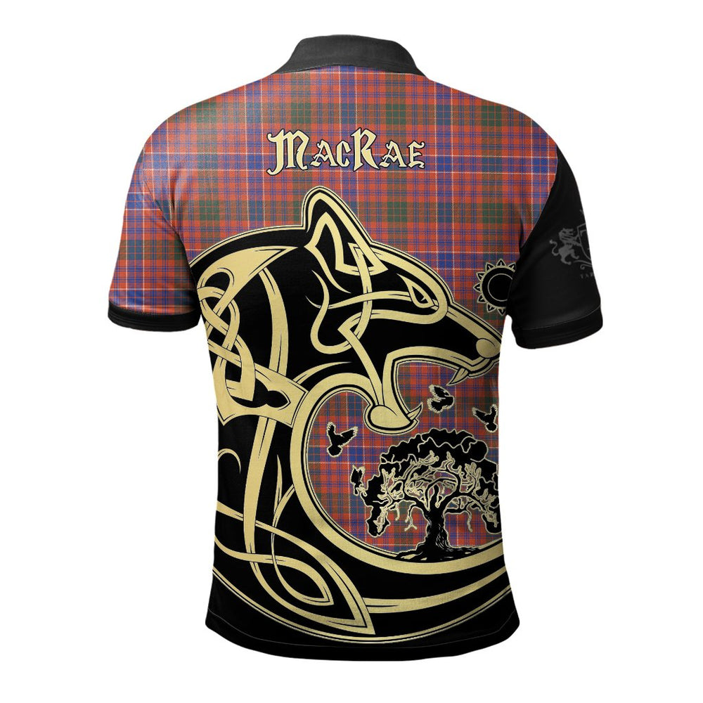 Clan MacRae Ancient Tartan Polo Shirt Viking Wolf KZ74 MacRae Ancient Tartan Tartan Polo