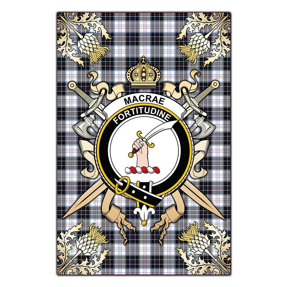 Clan MacRae Dress Modern Tartan Crest Black Garden Flag - Gold Thistle DV51 Clan MacRae Tartan Today