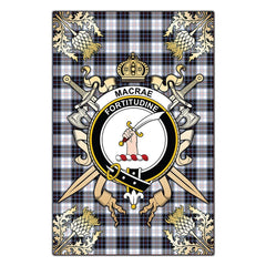 Clan MacRae Dress Modern Tartan Crest Black Garden Flag - Gold Thistle DV51 Clan MacRae Tartan Today