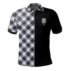 Clan MacRae Dress Modern Tartan Polo Shirt Half of Me - Cross Style LJ36 MacRae Dress Modern Tartan Tartan Polo