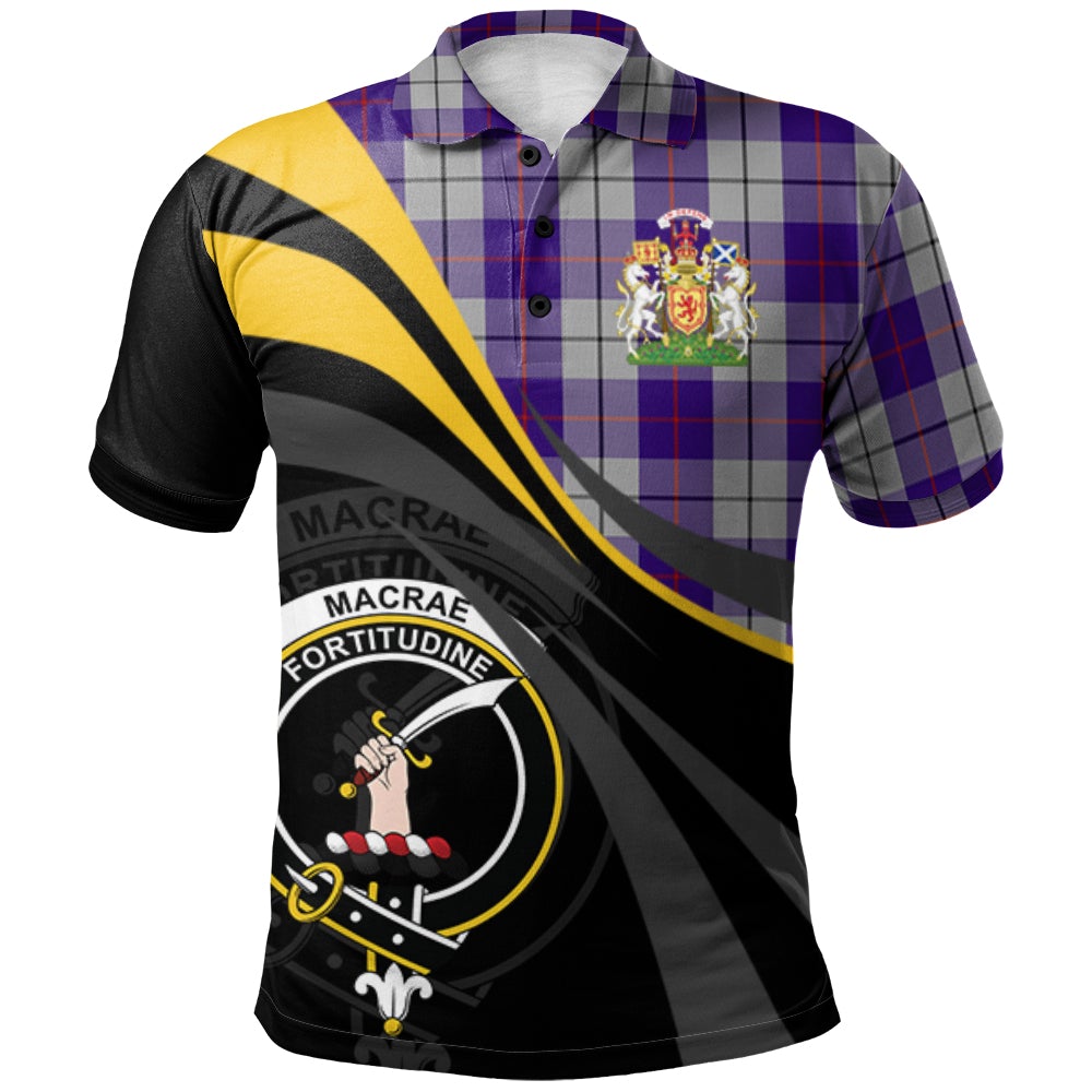 Clan MacRae Dress Purple Tartan Polo Shirt - Royal Coat Of Arms Style TT25 MacRae Dress Purple Tartan Tartan Polo