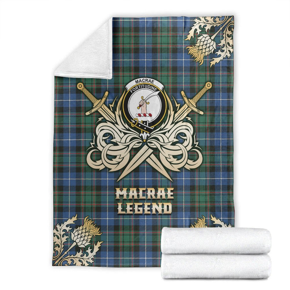 Clan MacRae Hunting Ancient Tartan Gold Courage Symbol Blanket WC70 Clan MacRae Tartan Today