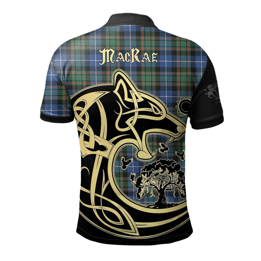 Clan MacRae Hunting Ancient Tartan Polo Shirt Viking Wolf TR61 MacRae Hunting Ancient Tartan Tartan Polo