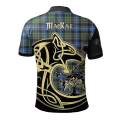 Clan MacRae Hunting Ancient Tartan Polo Shirt Viking Wolf TR61 MacRae Hunting Ancient Tartan Tartan Polo