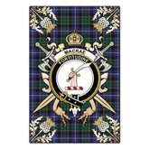 Clan MacRae Hunting Modern Tartan Crest Black Garden Flag - Gold Thistle EM79 Clan MacRae Tartan Today
