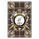 Clan MacRae Hunting Weathered Tartan Crest Black Garden Flag - Gold Thistle TZ30 Clan MacRae Tartan Today