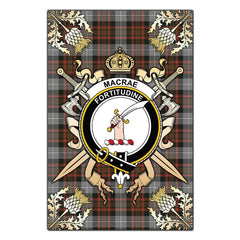 Clan MacRae Hunting Weathered Tartan Crest Black Garden Flag - Gold Thistle TZ30 Clan MacRae Tartan Today