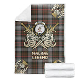 Clan MacRae Hunting Weathered Tartan Gold Courage Symbol Blanket WT18 Clan MacRae Tartan Today