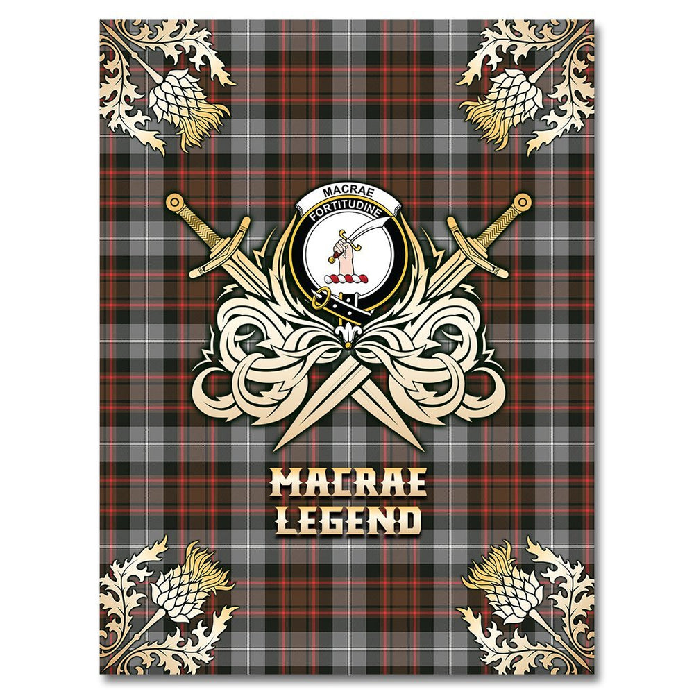 Clan MacRae Hunting Weathered Tartan Gold Courage Symbol Blanket WT18 Clan MacRae Tartan Today