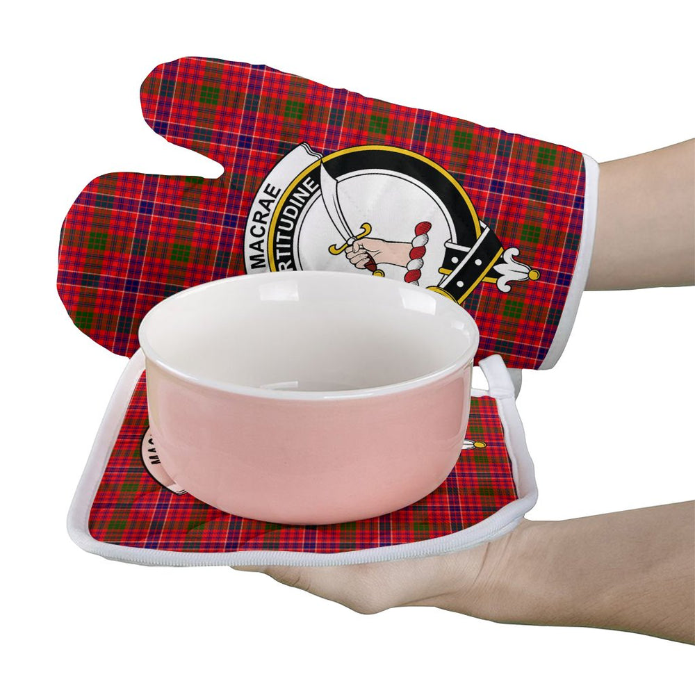 Clan MacRae Modern Tartan Crest Oven Mitt And Pot Holder (2 Oven Mitts + 1 Pot Holder) DE23 Clan MacRae Tartan Today