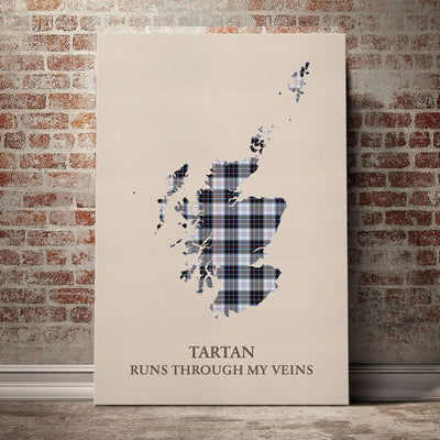 Clan MacRae Dress Modern Tartan Scotland Map Canvas “Tartan Runs Through My Veins” Wall Art UT47