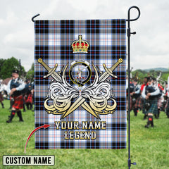 Personalized Custom Name Clan MacRae Dress Modern Tartan Garden Flag with Clan Crest and the Golden Sword of Courageous Legacy PQ64 - MacRae Dress Modern Tartan Design, Scottish Heritage Gift