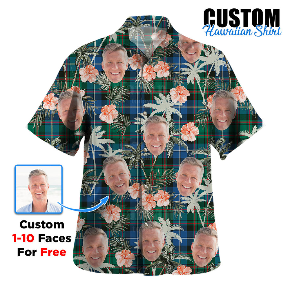 Clan MacRae Hunting Ancient Tartan Custom Face Hawaiian Shirt – Unisex Gift for Family Members, Summer Party UP80 MacRae Hunting Ancient Tartan Tartan Hawaii Shirt