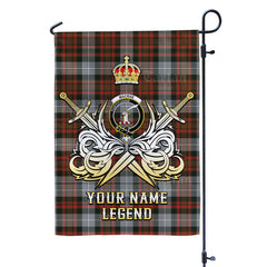 Custom Name Clan MacRae Hunting Weathered Tartan Garden Flag with Clan Crest and the Golden Sword of Courageous Legacy BO15