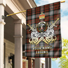 Custom Name Clan MacRae Hunting Weathered Tartan Garden Flag with Clan Crest and the Golden Sword of Courageous Legacy BO15