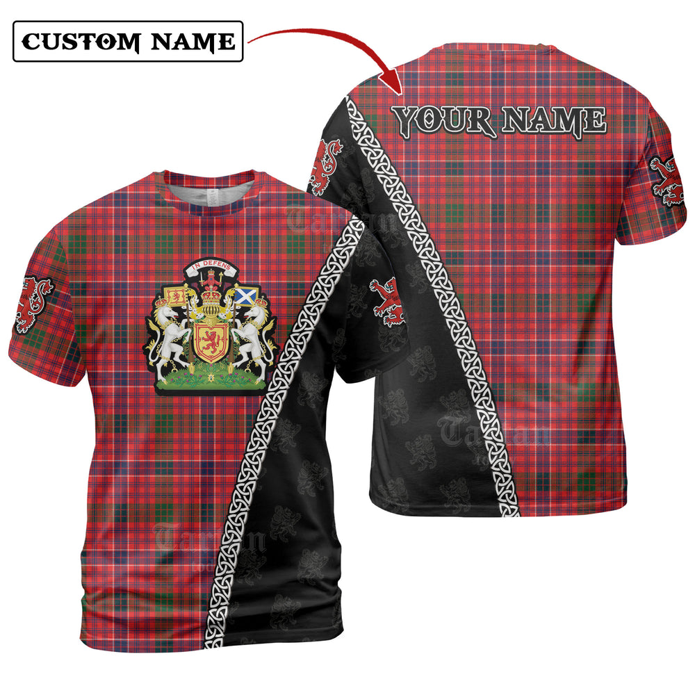 MacRae Modern Tartan Shirt with Scotland Coat of Arms & Custom Name DT47