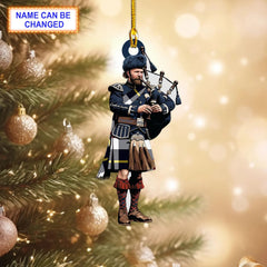 MacRae of Conchra Dress Modern Tartan Bagpipe Ornament with Custom Name