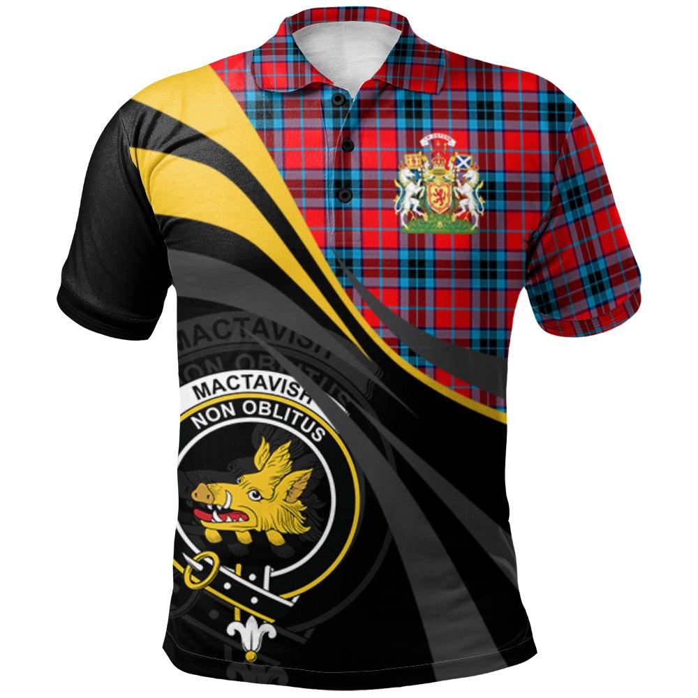 Clan MacTavish Modern Tartan Polo Shirt - Royal Coat Of Arms Style MQ64 MacTavish Modern Tartan Tartan Polo