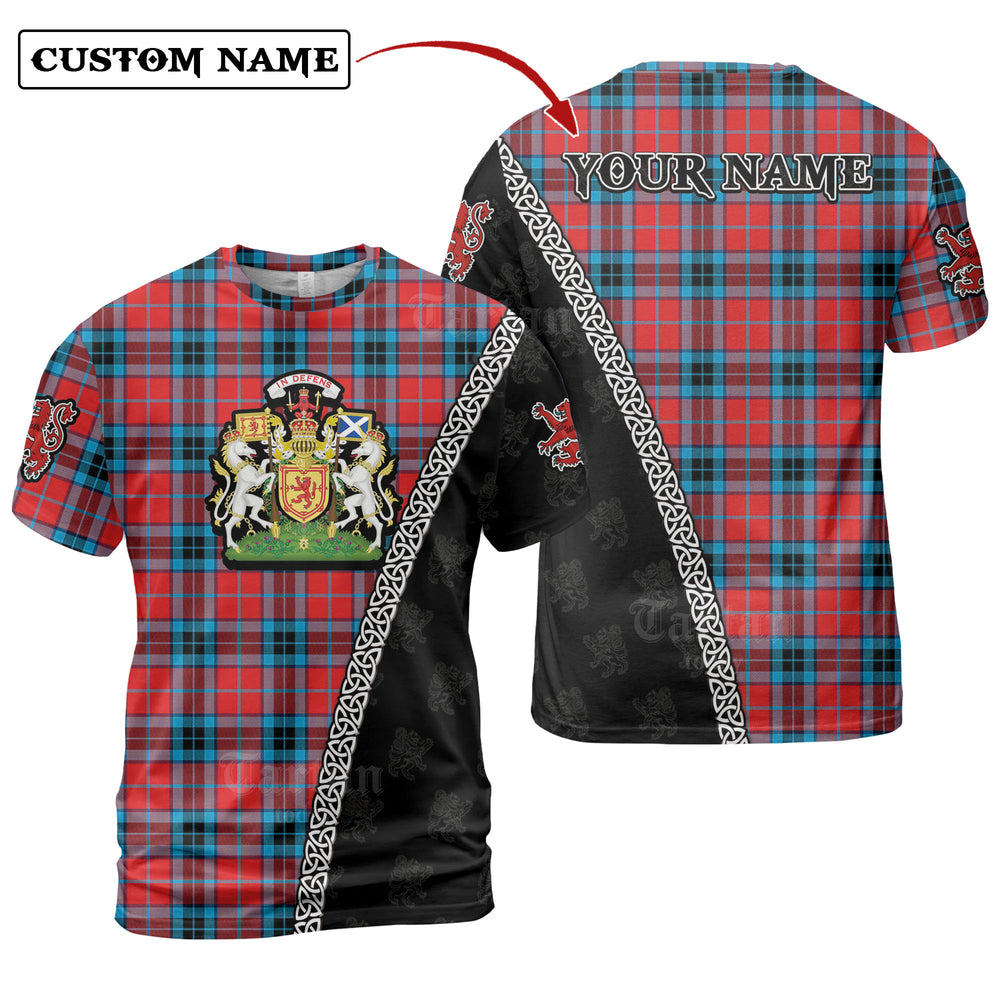 MacTavish Modern Tartan Shirt with Scotland Coat of Arms & Custom Name AR72