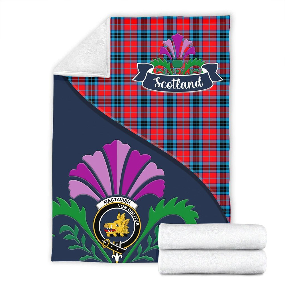 Clan MacTavish Tartan Crest Premium Blanket Thistle Style CB55 Clan MacTavish Tartan Today