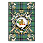 Clan MacThomas Ancient Tartan Crest Black Garden Flag - Gold Thistle AU85 Clan MacThomas Tartan Today