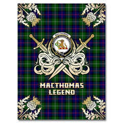 Clan MacThomas Modern Tartan Gold Courage Symbol Blanket LB65 Clan MacThomas Tartan Today