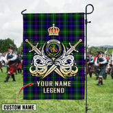 Personalized Custom Name Clan MacThomas Modern Tartan Garden Flag with Clan Crest and the Golden Sword of Courageous Legacy XT93 - MacThomas Modern Tartan Design, Scottish Heritage Gift