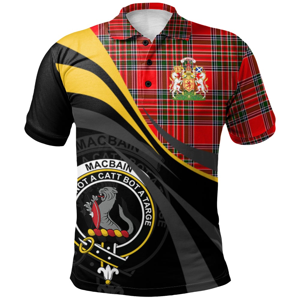 Clan Macbain Tartan Polo Shirt - Royal Coat Of Arms Style ZQ94 Macbain Tartan Tartan Polo