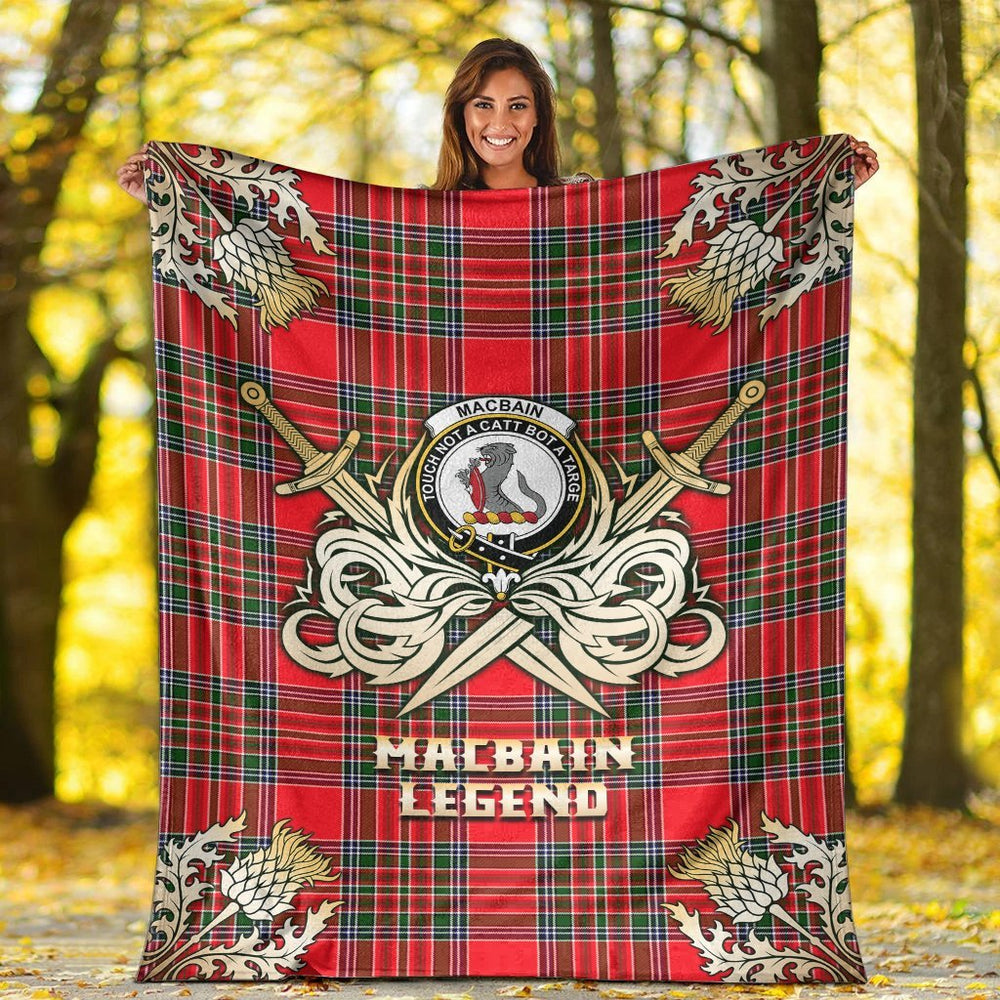 Clan Macbain Tartan Gold Courage Symbol Blanket RL14 Clan MacBain Tartan Today