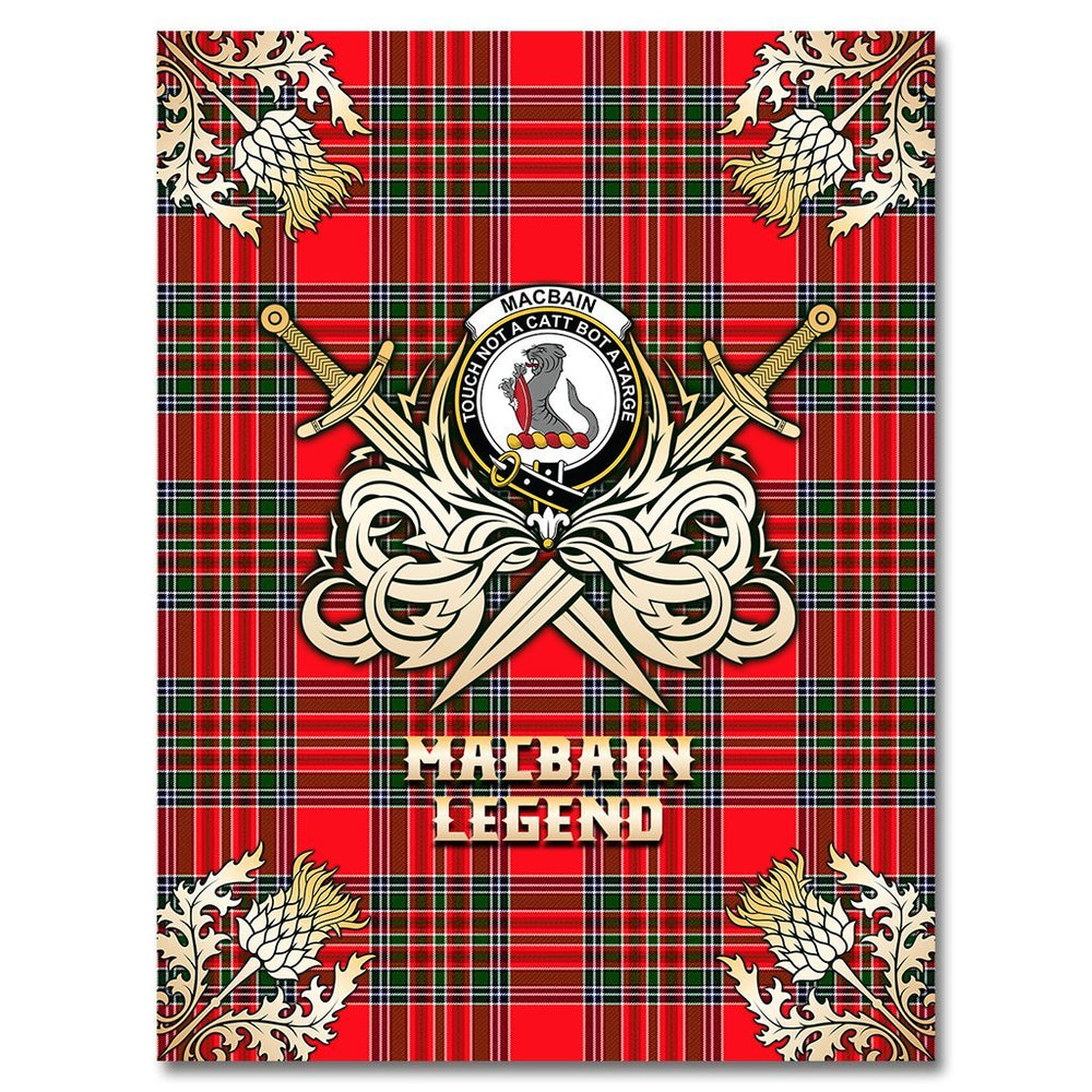 Clan Macbain Tartan Gold Courage Symbol Blanket RL14 Clan MacBain Tartan Today