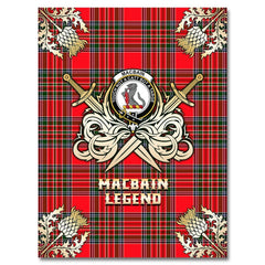 Clan Macbain Tartan Gold Courage Symbol Blanket RL14 Clan MacBain Tartan Today