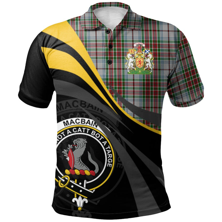 Clan Macbain Dress Tartan Polo Shirt - Royal Coat Of Arms Style DO91 Macbain Dress Tartan Tartan Polo