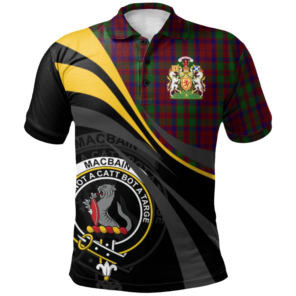Clan Macbain of Tomatin Tartan Polo Shirt - Royal Coat Of Arms Style WK58 Macbain of Tomatin Tartan Tartan Polo