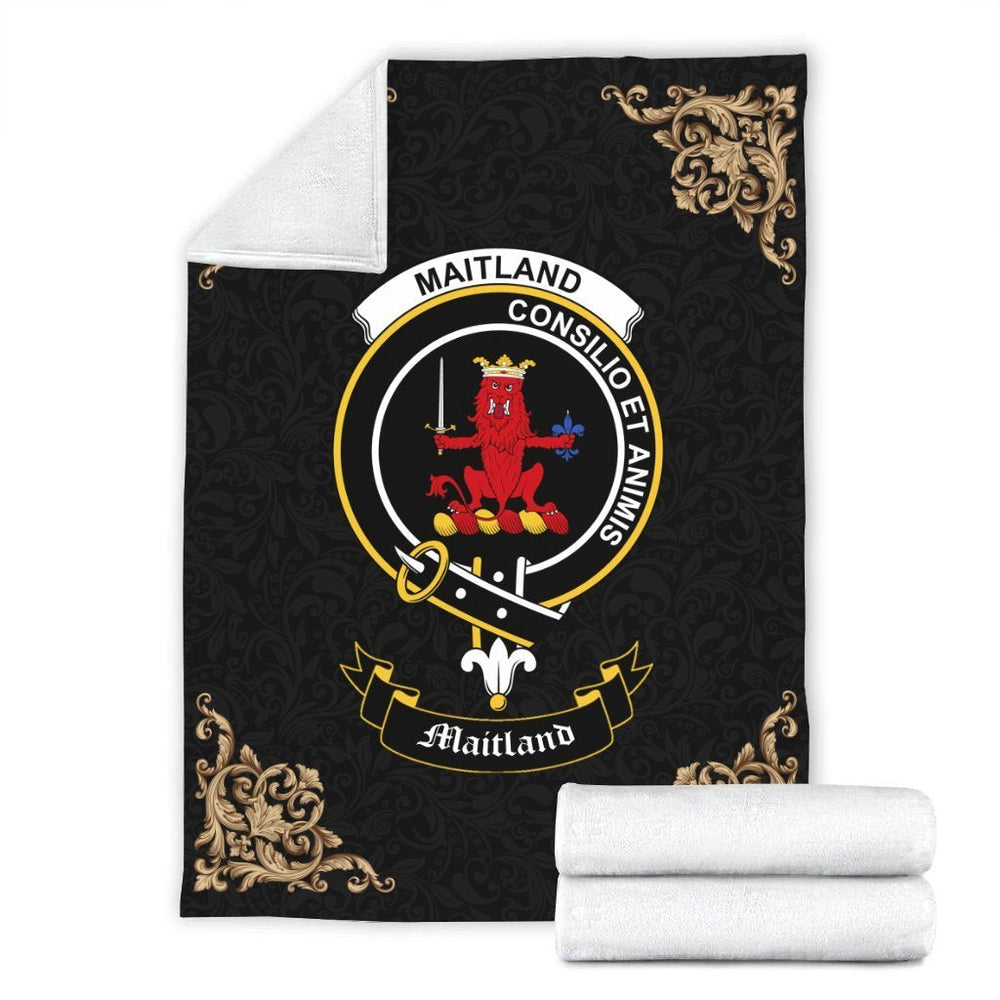 Clan Maitland Crest Tartan Premium Blanket Black BX82 Clan Maitland Tartan Today
